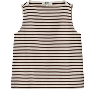 COS Brown and White Striped Tank Top